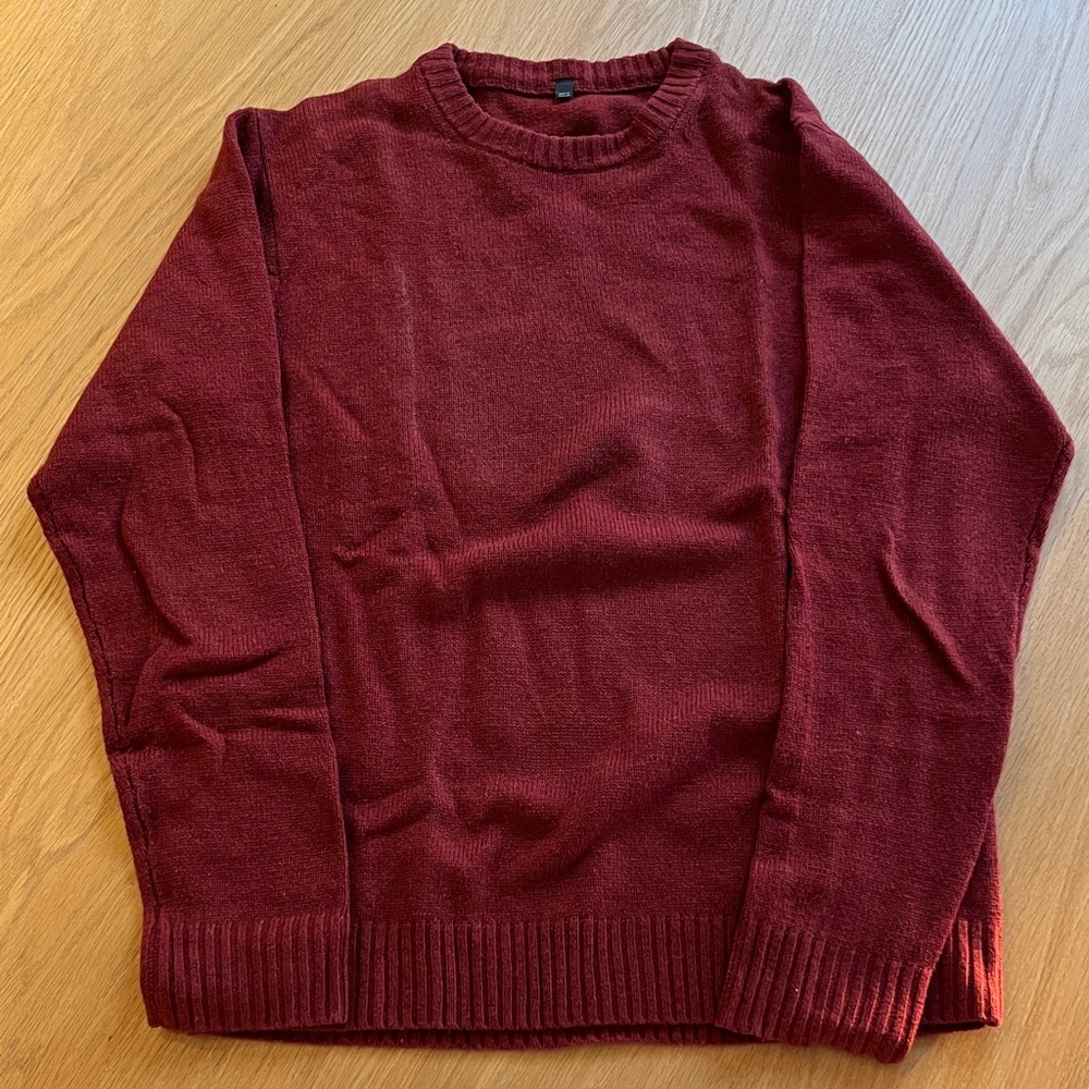 Muji Rib Crew Neck Sweater in maroon